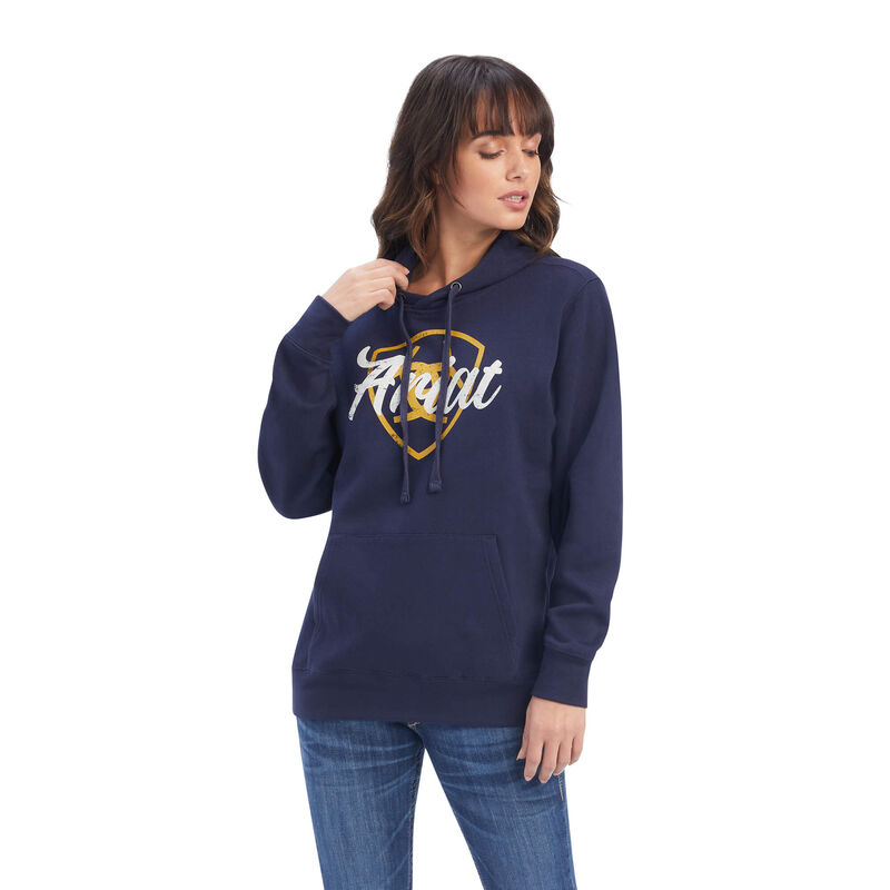 Ariat Hoodie Damen - Real Shield Logo Navy ( WAHQT-6798 )